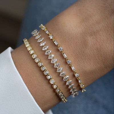 Pulseira de tênis de zircônio de 3 mm Prata 925 14K Revestida de ouro Jóias Unisex
