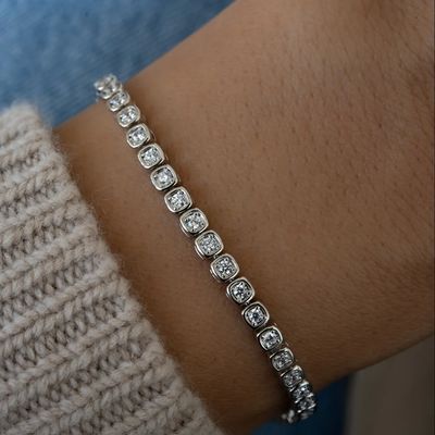 Pulseira de tênis de zircônio de 3 mm Prata 925 14K Revestida de ouro Jóias Unisex