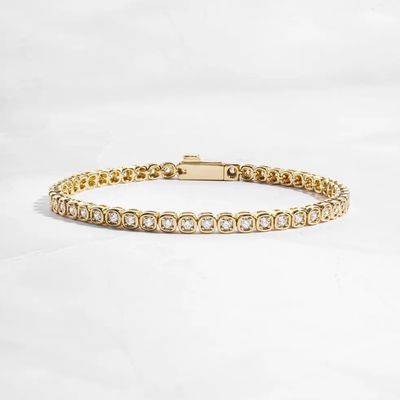 Pulseira de tênis de zircônio de 3 mm Prata 925 14K Revestida de ouro Jóias Unisex