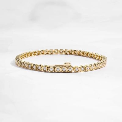 Pulseira de tênis de zircônio de 3 mm Prata 925 14K Revestida de ouro Jóias Unisex