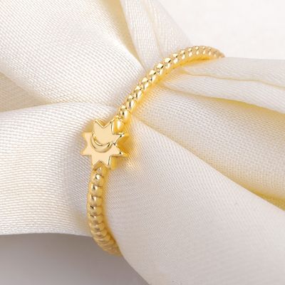 925 Sterling Silver Moon Sun Ring 18K Gold Plated Jewelry Unisex