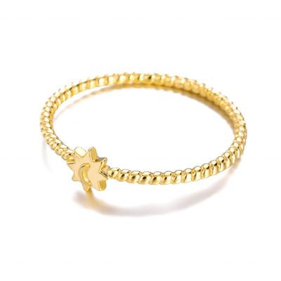 925 Sterling Silver Moon Sun Ring 18K Gold Plated Jewelry Unisex