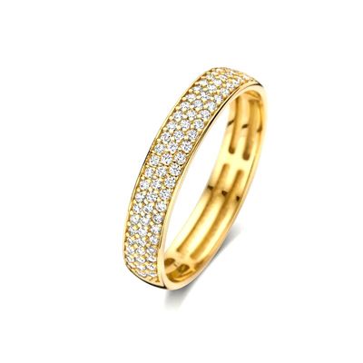 925 Sterling Silver 18K Gold Plated CZ Half Eternity Ring para Mulheres