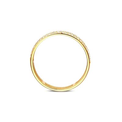 925 Sterling Silver 18K Gold Plated CZ Half Eternity Ring para Mulheres