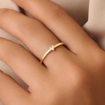 925 Sterling Silver Gold Plated CZ Anel de lótus para mulheres