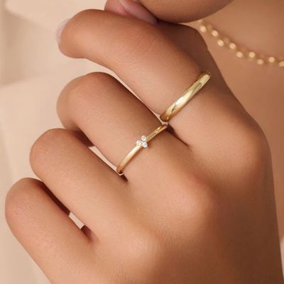 925 Sterling Silver Gold Plated CZ Anel de lótus para mulheres