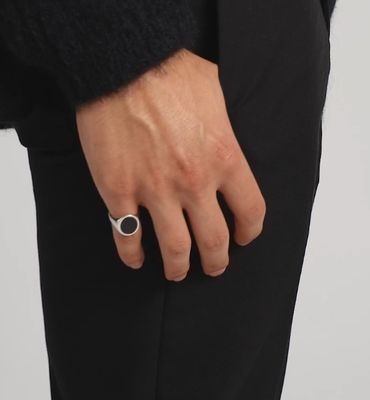 Anel de selo masculino de prata esterlina 925