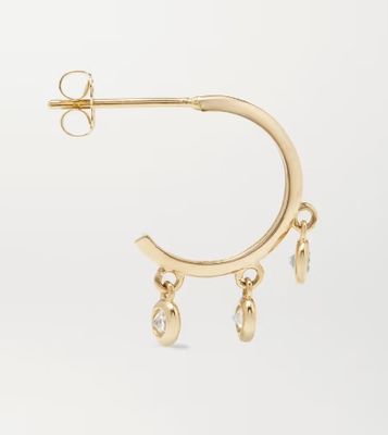 Brincos de argola de latão banhados a ouro 14K com cravação de zircônia