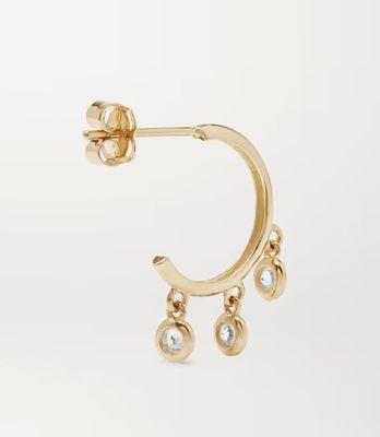 Brincos de argola de latão banhados a ouro 14K com cravação de zircônia