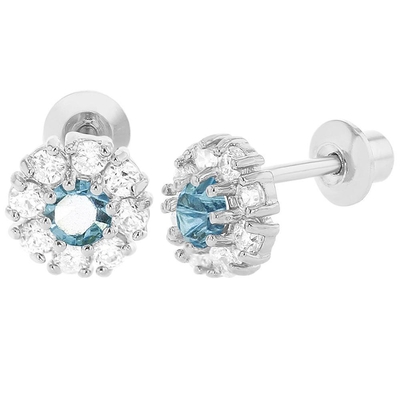 925 Flores de prata brincos com CZ para crianças 30PRS MOQ