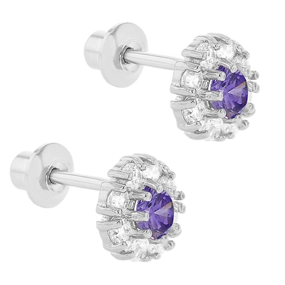 925 Flores de prata brincos com CZ para crianças 30PRS MOQ