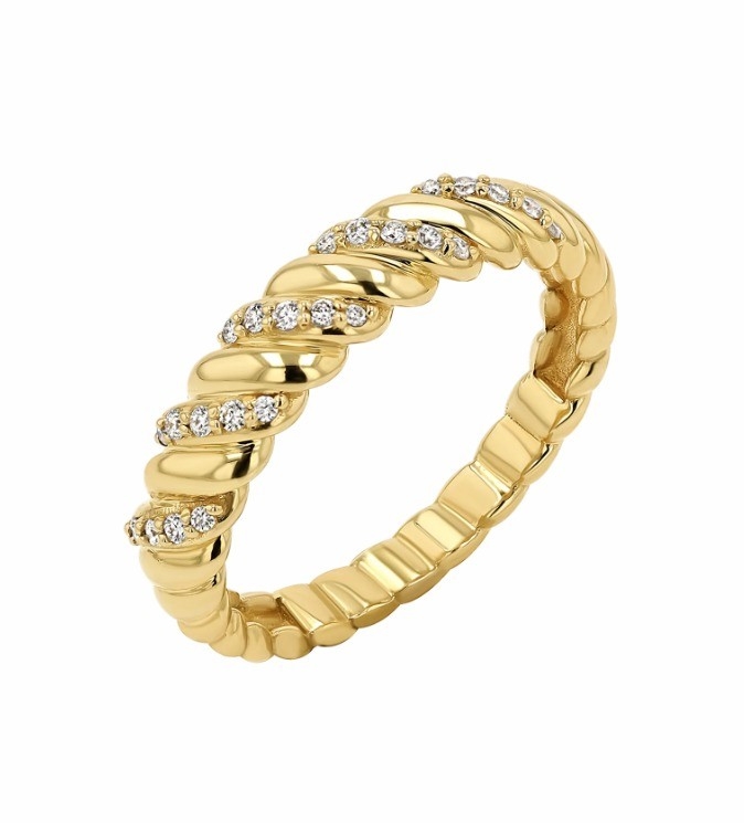 Twist Clássico 925 Prata Esterlina Anel Feminino Jóias Revestidas Com Ouro 18K
