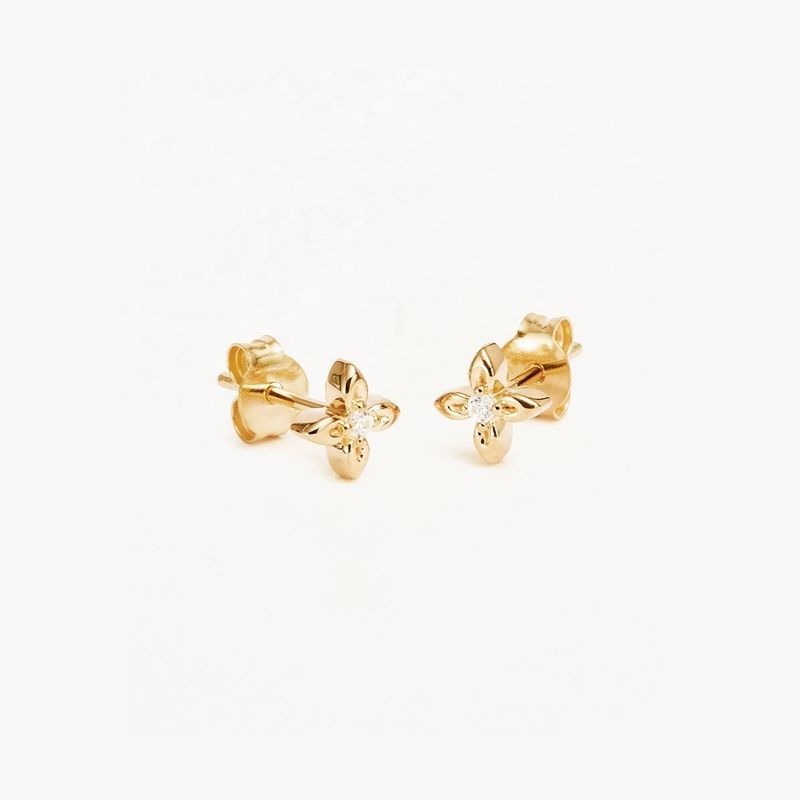 Brincos de flor em prata esterlina 925, tamanho pequeno, para uso diário