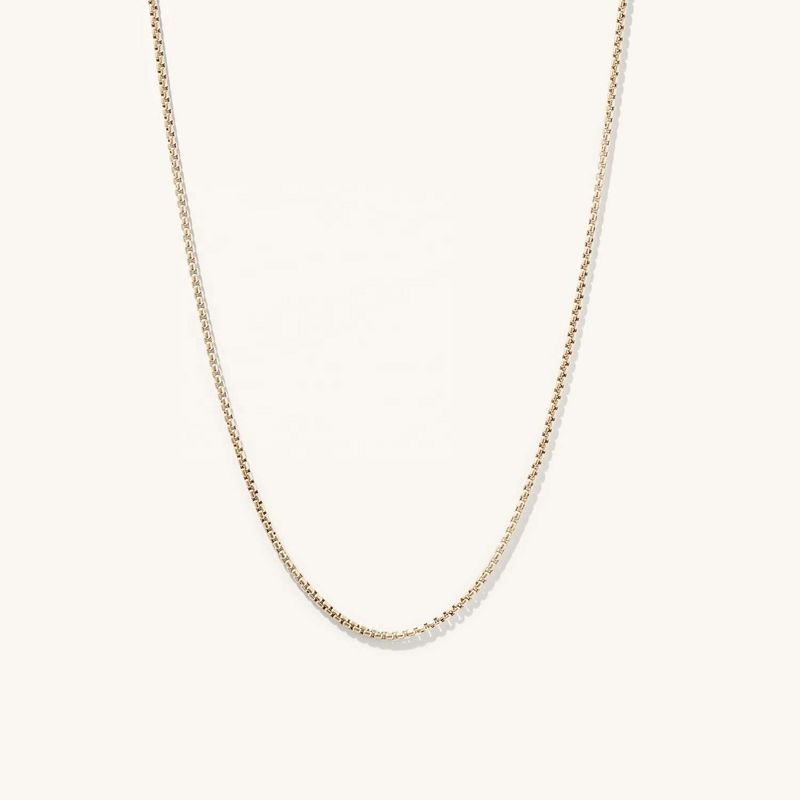 Cadeia de colar de caixa redonda de ouro 18K feita à mão com envio rápido e logotipo personalizável