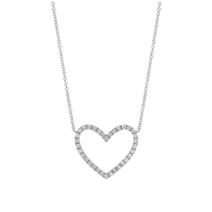 925 Sterling Silver Pave Diamond Love Necklace para Namorada