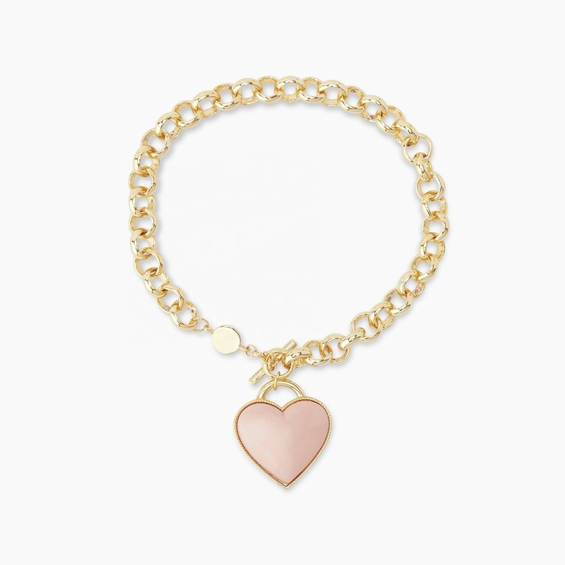 925 Sterling Silver Heart Charm Bracelet em Chic Pink para meninas Joias deliciosas