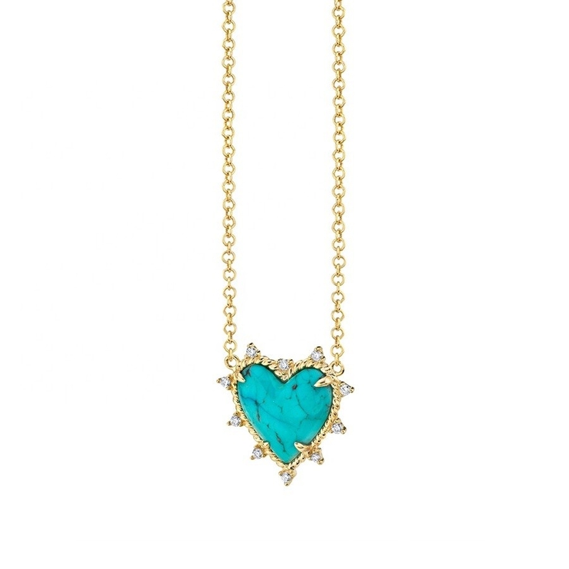 925 Sterling Silver Chain Jewelry Diamond And Turquoise Heart Twist Necklace Não tem cadeia de pérolas