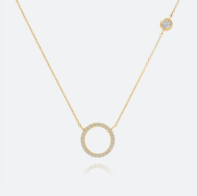 S925 Prata Revestida de Ouro Pendente CZ Colar para Mulheres 925 Prata Sterling