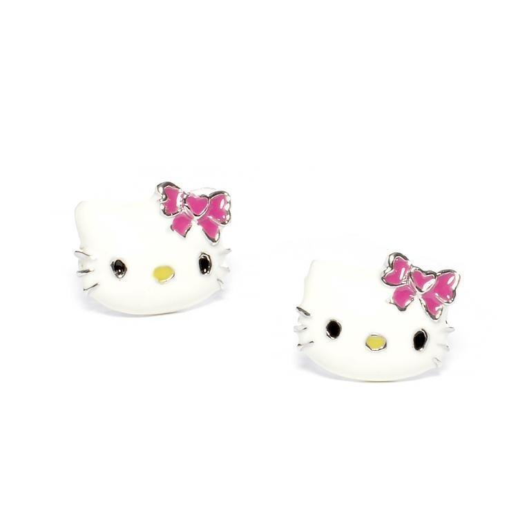 Colores de esmalte de brincos Hello Kitty com ouro preto e prata