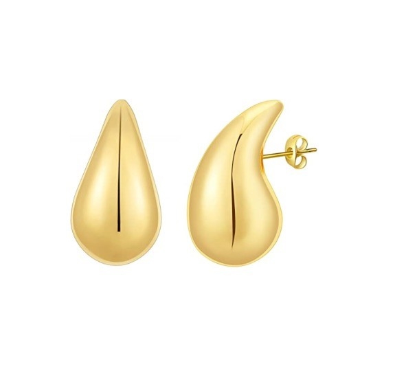 Logotipo personalizado 18K ouro Revestido Teardrop Hollow Stud brincos para meninas festa de jóias