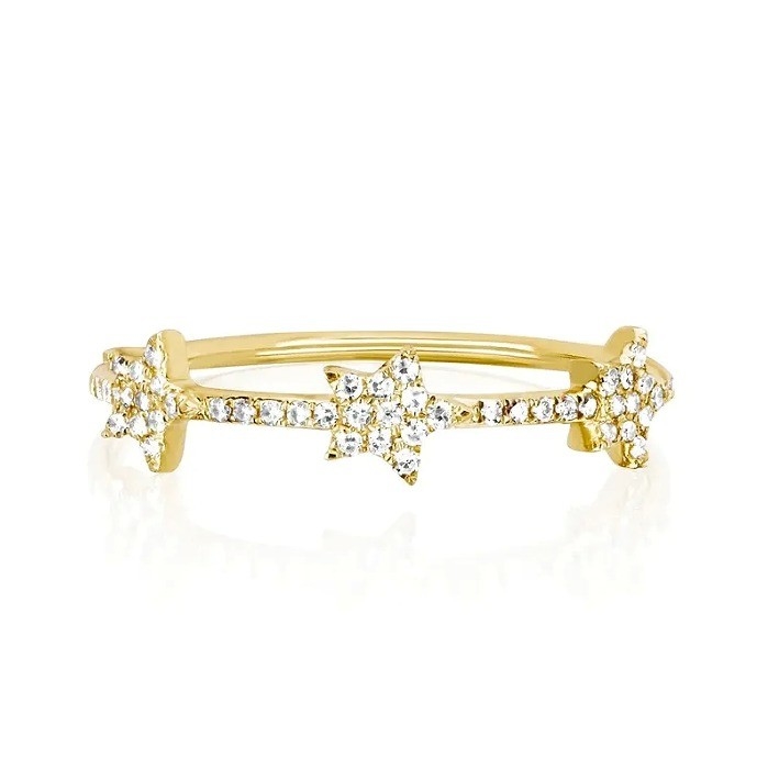 18K ouro revestido de prata CZ Star declaração anéis para mulheres Micro Pave Setting certificado