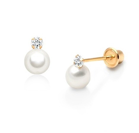 Brinquedos de jóias de pérola Brinquedos com parafuso para trás e branco CZ em 925 Sterling Silver