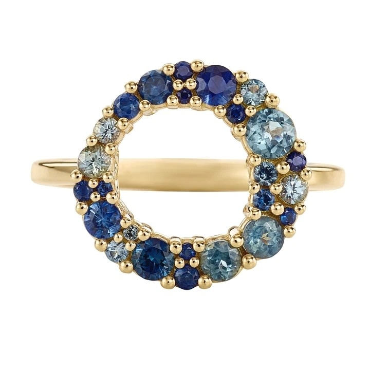 18K Bolha de Ouro Multicolor Zafiro Zircão cúbico 925 Sterling Silver Feminino Anel