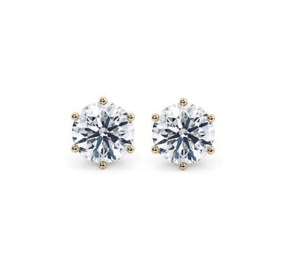 Seis garras Branco CZ Stud brincos 925 Sterling Prata 18K cúbico Zirconia Stud brincos