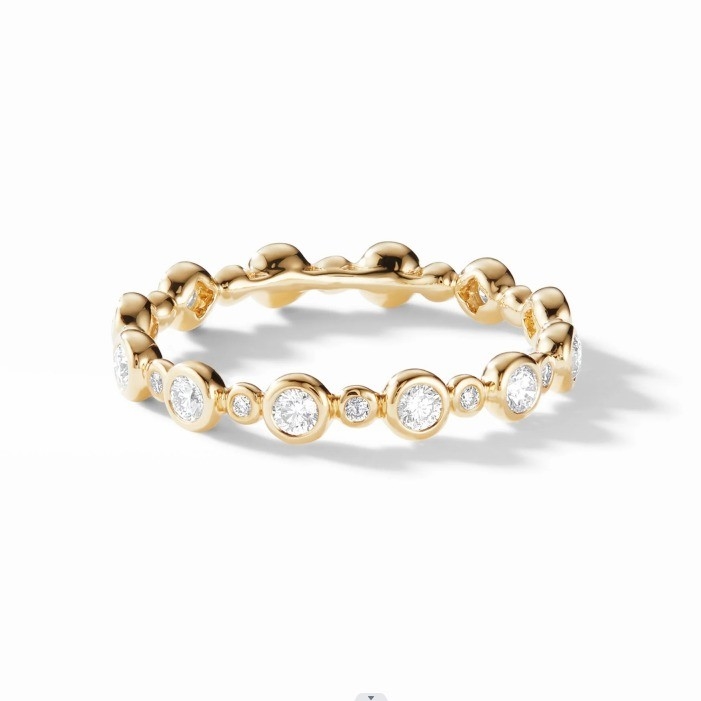 Clássicos Zircon Eternity Band Joias Revestidas em Ouro US Tamanho 10 Anel CZ claro