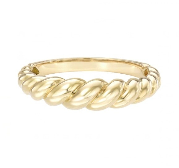 Impressionante Barroco 14K Dourado Gradiente Twist 925 Sterling Silver Feminino Anel