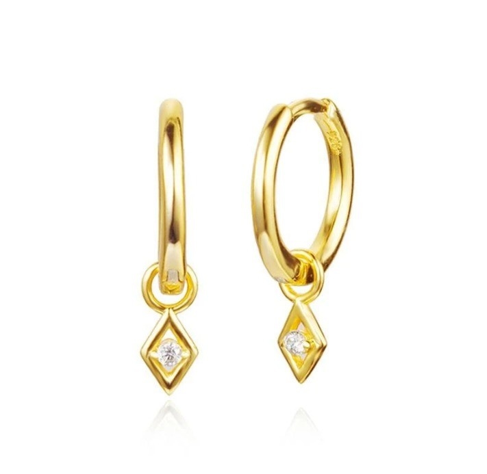 Opção Cor Pedra Moderna 18k Ouro Vermelho Revestido Anel Dangle em 925 Sterling Silver