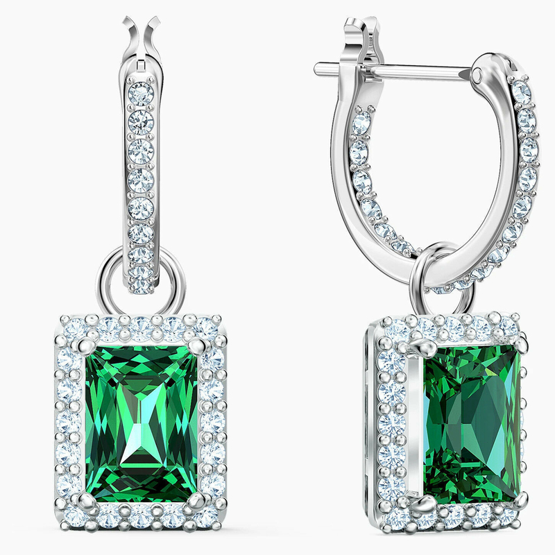 Green CZ Diamond 925 Sterling Silver Classic Luxury Hoop Earrings para Moda Feminina