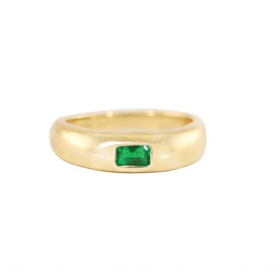 Tipo de jóias Anéis Vintage 18K Revestido de Ouro Esmeralda Baguette Dome Anéis de Pedras preciosas para Mulheres