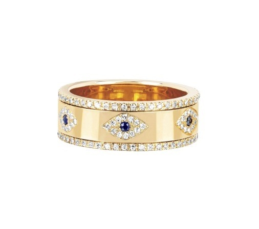 Azul safira branco CZ Olho Mulheres Eternidade Banda de Brass Eternidade Anel Para Mulheres