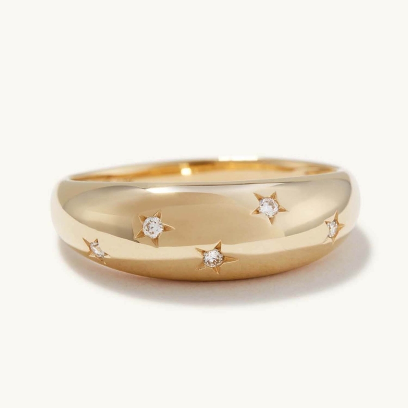 Eternity Band Anéis Brasileiros 18K Ouro Joalharia Estrela 925 Sterling Silver Dome Anel Feminino
