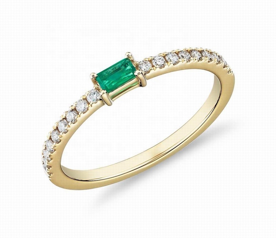 Joias finas Anel de prata esterlina 925 com pedras verdes ou brancas e 18K de ouro