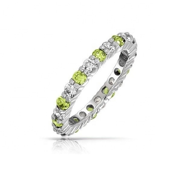 925 Prata Eternity Band Anel com Rosa de Ouro Revestimento e Birthstone CZ Stones Opção