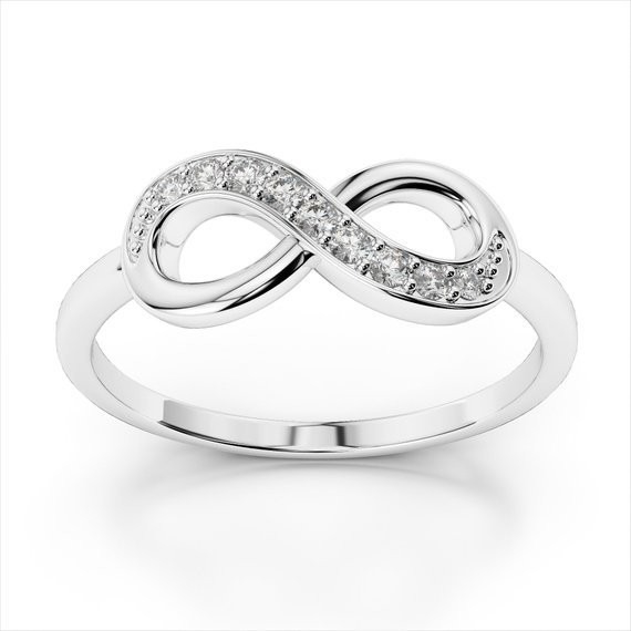 Anéis Infinitos de Amor de Pedra Branca em 925 Sterling Silver para o Amor Eterno