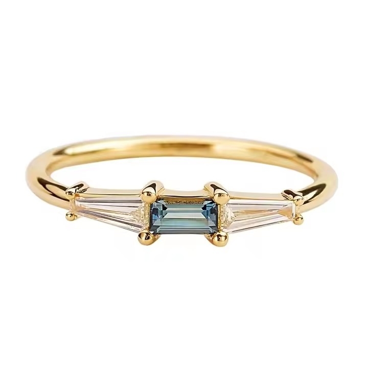 Novos Chegados Três Anéis de Pedra CZ Branco CZ E Tanzanita Real S925 Prata Belas Joias 14K 18K Revestido de Ouro Para Mulheres