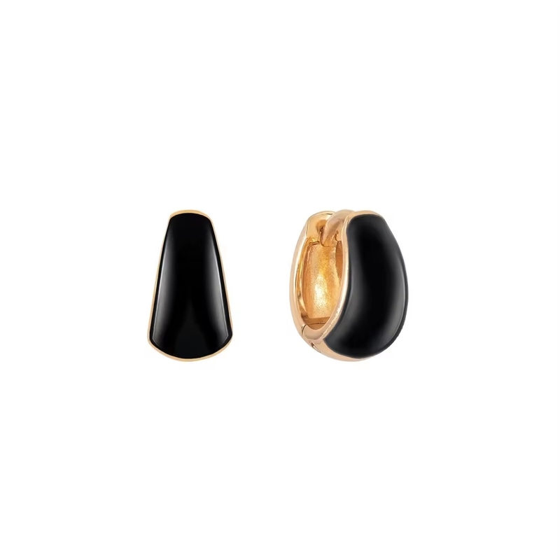 Mulheres personalizadas jóias finas S925 Prata 18K Ouro Bold Dome Esmalte colorido Pequenos brincos Huggie