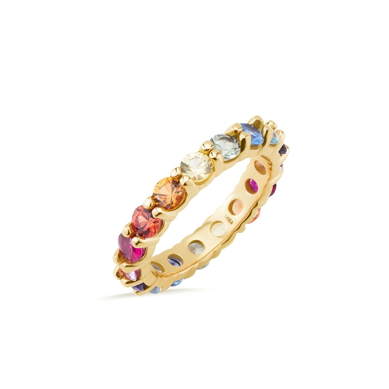Anel de Eternidade de Pring Unico Acessórios de Zircão cúbico colorido Mulheres 925 Sterling Silver