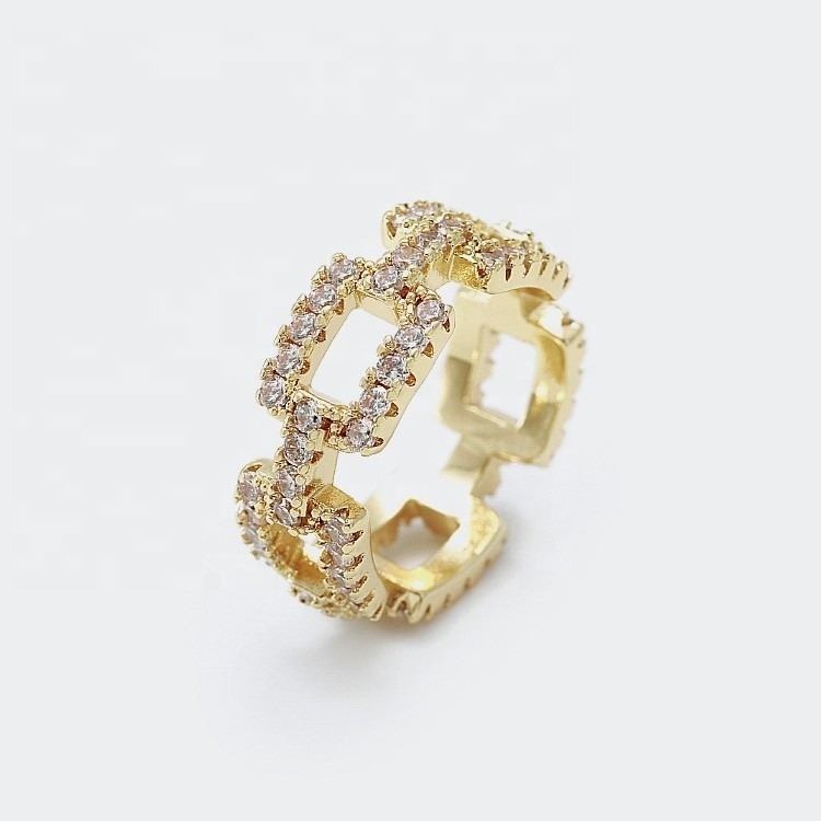 Anéis de cadeia personalizados Claros CZ Real Sterling Prata 925 jóias para mulheres e homens