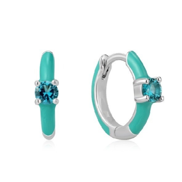 Neon Turquesa Esmaltado Micro Pave CZ Doces Mulheres Coloridas Brincos Eco-Amigável Sim