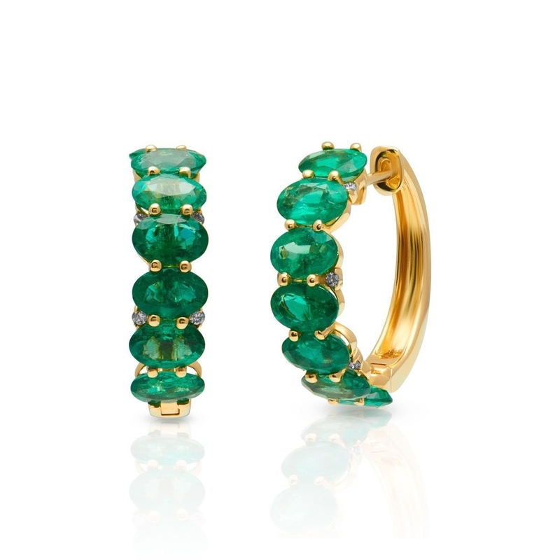925 Sterling Silver Oval Green CZ Orenos de Coroa Feminino 18K Ouro Meia Eternidade Banda