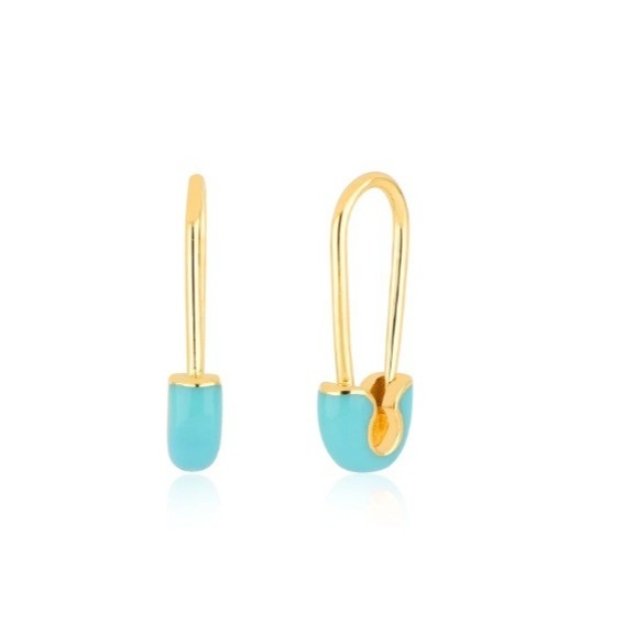 925 Prata Sterling Pincel de Moda Feminina Brincos de Pincel Adornados com acabamento de gotejamento de esmalte azul