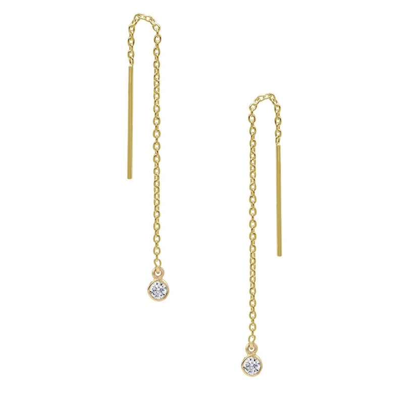 925 prata esterlina simplesmente 18k ouro bandeira feminina Brinco de encadeador de cadeia de gotas