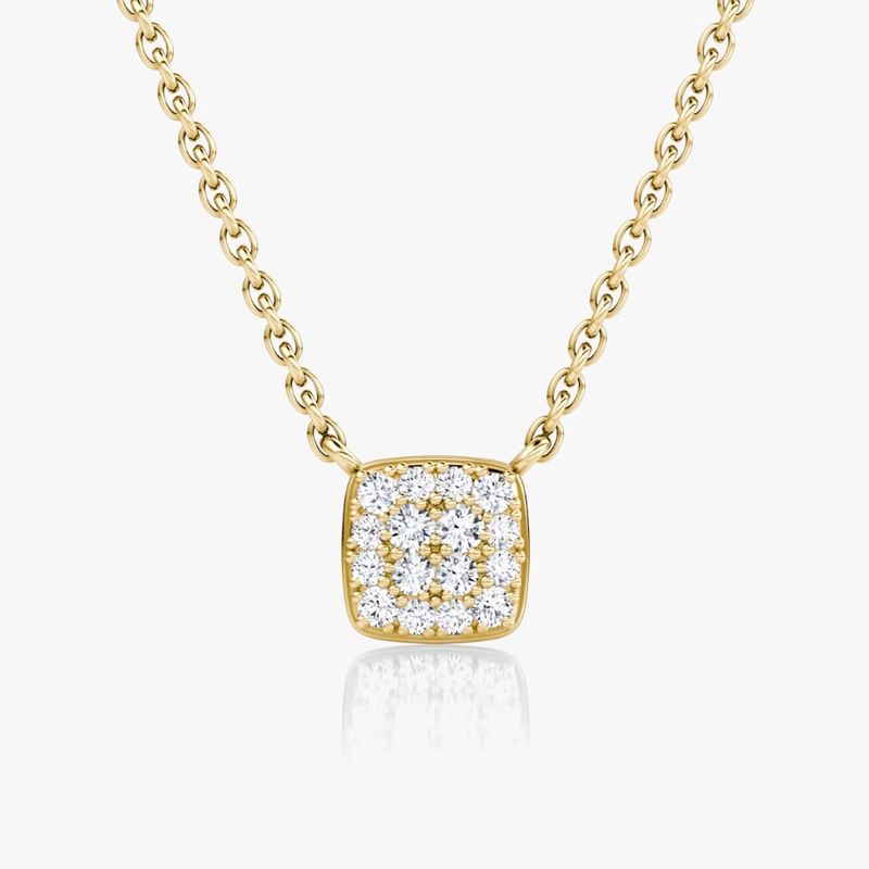 18K ouro revestido 925 Sterling Prata Quadrada Cubico Zirconia Pendente Necklace