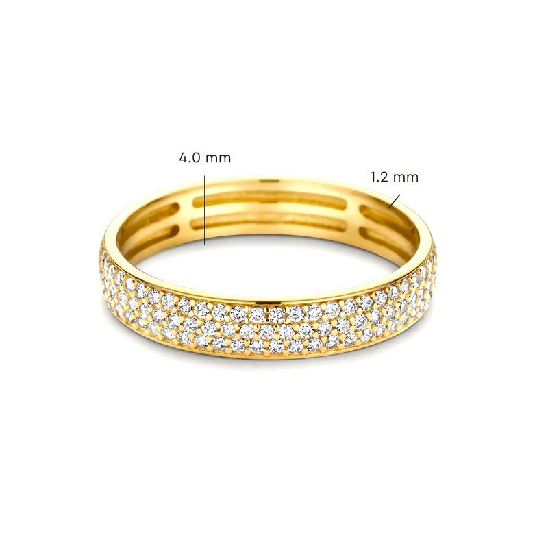 925 Sterling Silver 18K Gold Plated CZ Half Eternity Ring para Mulheres