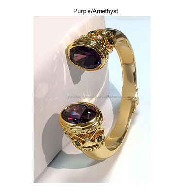 Revestimento de Brass Bracelet Bracelets Cuff Jewelry Garnet Stones Silver Jewelry Glitter CZ