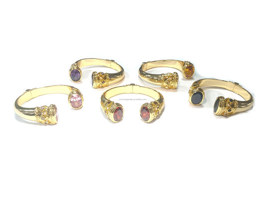 Revestimento de Brass Bracelet Bracelets Cuff Jewelry Garnet Stones Silver Jewelry Glitter CZ